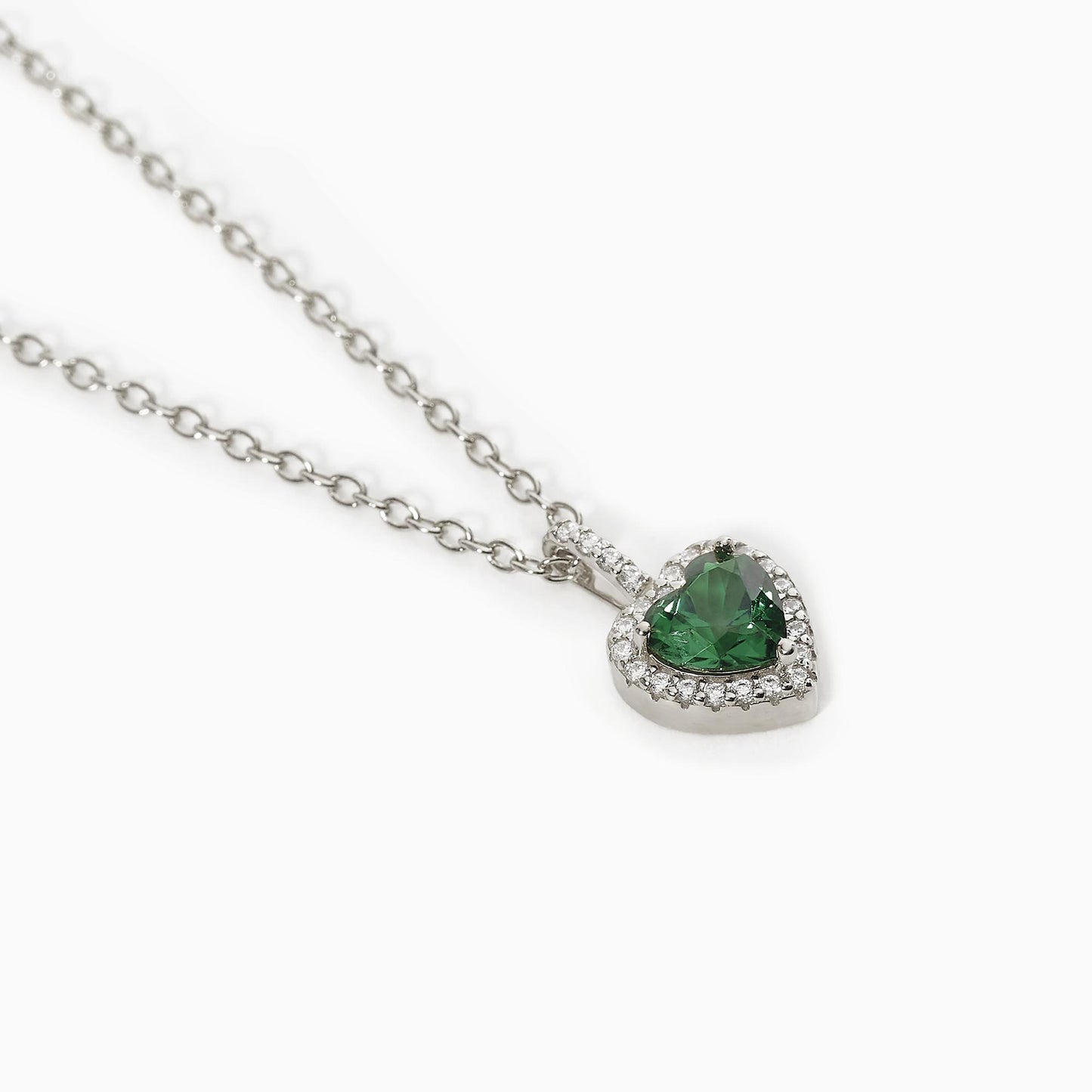 Mabina | Girocollo in argento con smeraldo sintetico taglio cuore | LOVE AFFAIR | 553600