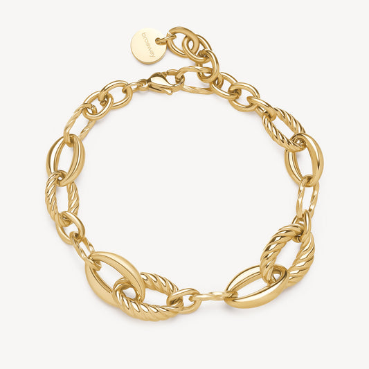 Bracciale catena in acciaio 316L e finitura pvd oro 14K.