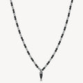 Collana in acciaio 316L, con sfere e pendente a forma di cornetto in onice nero.