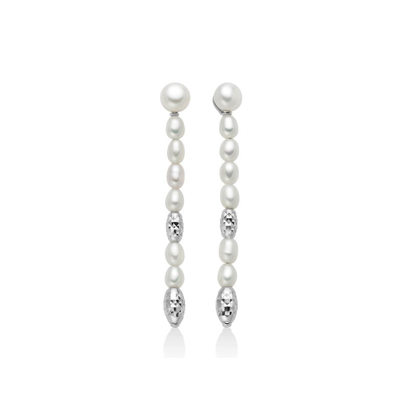 "Orecchini pendenti Pepite di perle con elementi in argento: Perle vere Oriente 4-4,5 mm