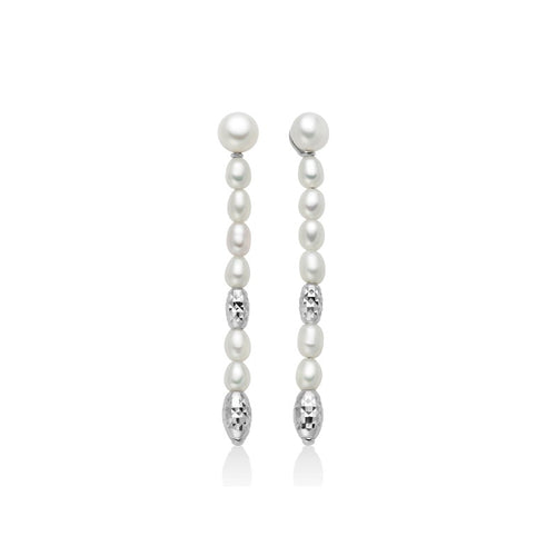 "Orecchini pendenti Pepite di perle con elementi in argento: Perle vere Oriente 4-4,5 mm