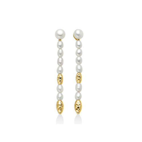 "Orecchini pendenti Pepite di perle con elementi in argento dorato: Perle vere Oriente 4-4,5 mm