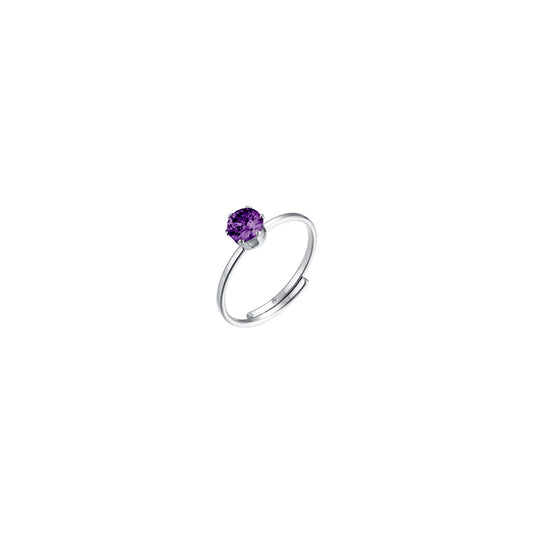 Anello in acciaio con zircone viola
 Misura regolabile Diametro zircone: 5 mm