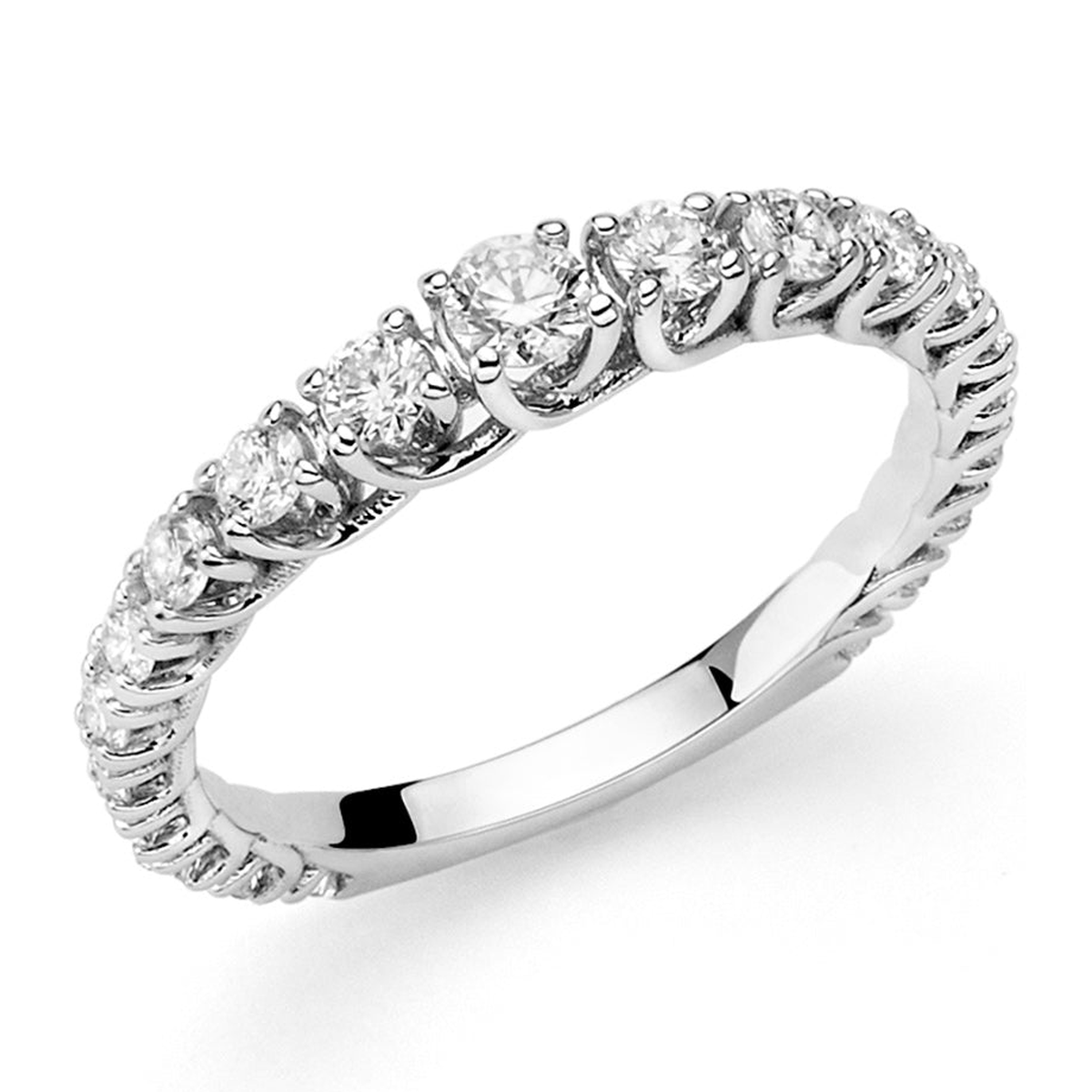 Anello riviere Miluna in oro bianco 18 kt con diamanti naturali per 0,57 ct complessivi. Misura 13.