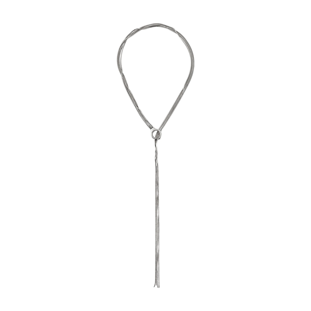 Collana a sciarpa da donna in acciaio Breil inossidabile lucido, composta da 4 catene Snake dal profilo fluido e continuo.