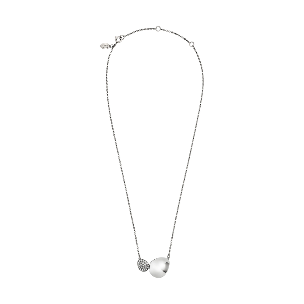 Collana B Whisper da donna in acciaio Breil inossidabile lucido, impreziosita da un elemento centrale con pave' di cristalli.