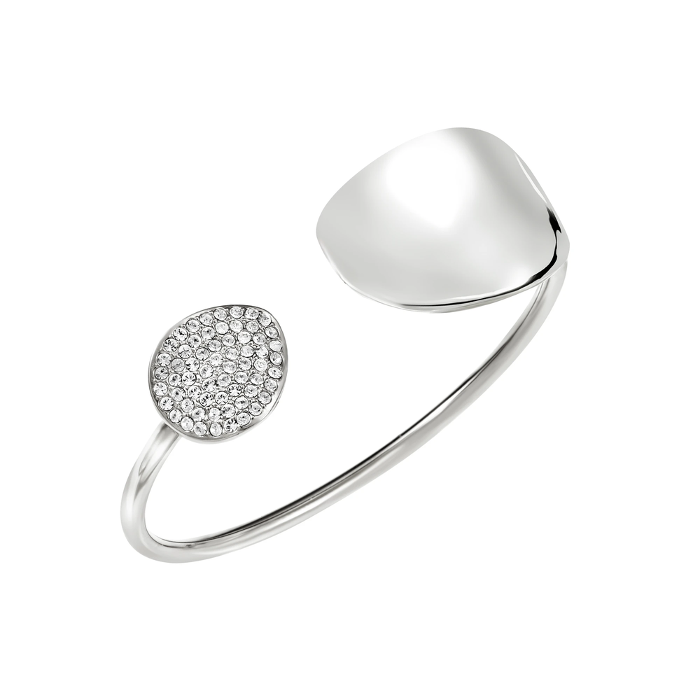 Bracciale da donna Breil della collezione B Whisper Glow, in acciaio color argento, misura M.