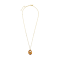 Collana B Rocks da donna in acciaio Breil inossidabile con finitura PVD oro 14K e pendente in occhio di tigre naturale, valorizzato dall'iconico taglio B Rocks.