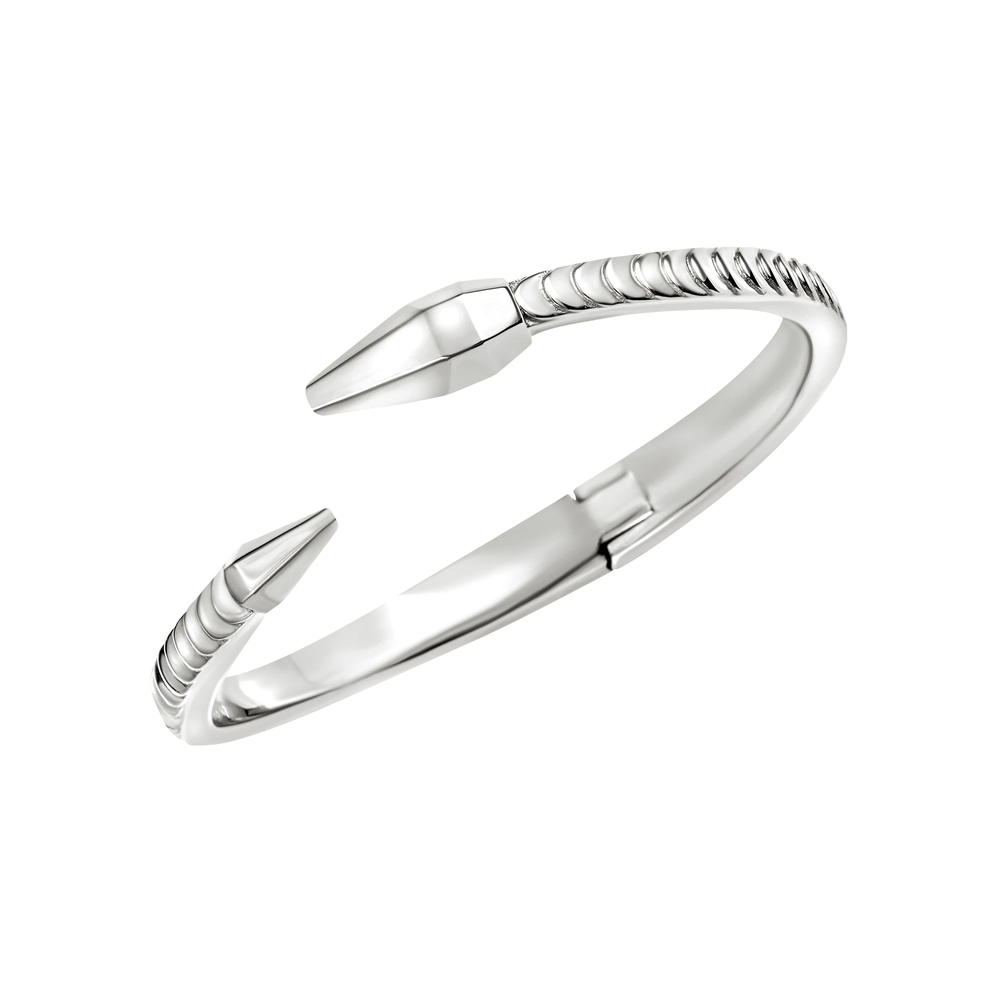 Bangle Hypnotic da donna in acciaio Breil inossidabile lucido, bracciale rigido dal design ispirato alla forma del serpente.