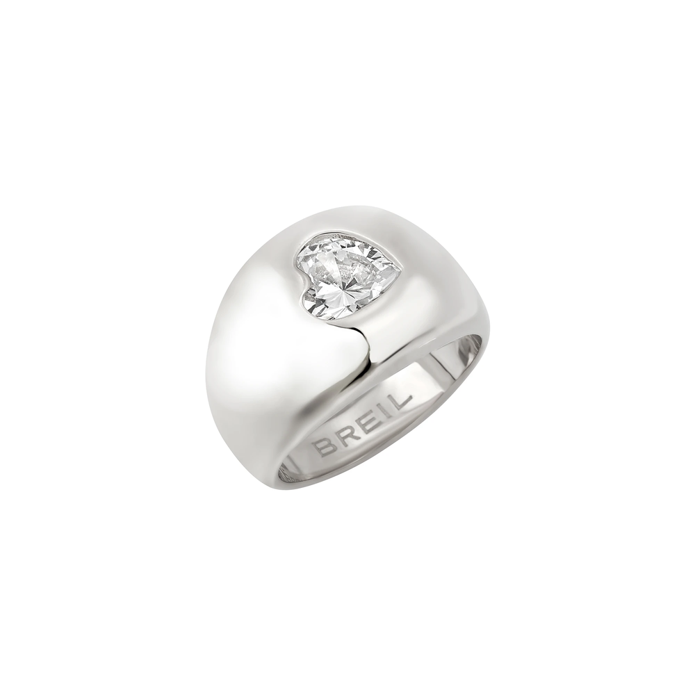 Anello da donna Breil della collezione Amor Lux, con cristalli, in acciaio color argento, misura 20.