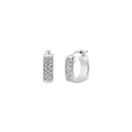 Orecchini hoop Tetra da donna in acciaio inossidabile lucido, impreziositi da un pave' di cristalli che dona luce ed eleganza al design geometrico della collezione.