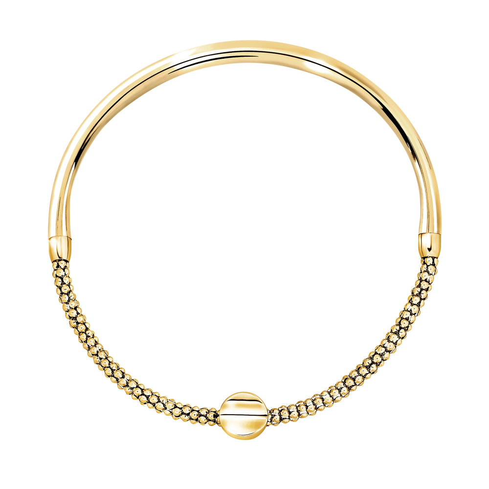 Collana Magnetica System da donna in acciaio Breil inossidabile lucido con finitura PVD oro 14K, composta da due elementi versatili e intercambiabili.