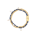 Bracciale Dunes and Stars da donna della collezione Magnetica System in acciaio Breil inossidabile con finitura PVD oro 14K, composto da una catena a microsfere e da un filo di cristalli blu impreziosito da 5 perle coltivate d'acqua dolce.
