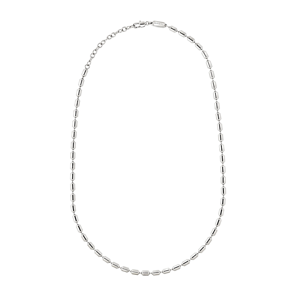 Collana uomo Keen in acciaio inossidabile, catena composta da elementi cilindrici in acciaio lucido dal design minimalista, piu' sottile rispetto alla catena a esagoni della linea Nexus.