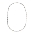 Collana uomo Nexus in acciaio inossidabile, catena composta da elementi esagonali in acciaio lucido dal disegno geometrico, ripetuti lungo tutta la lunghezza della collana.
