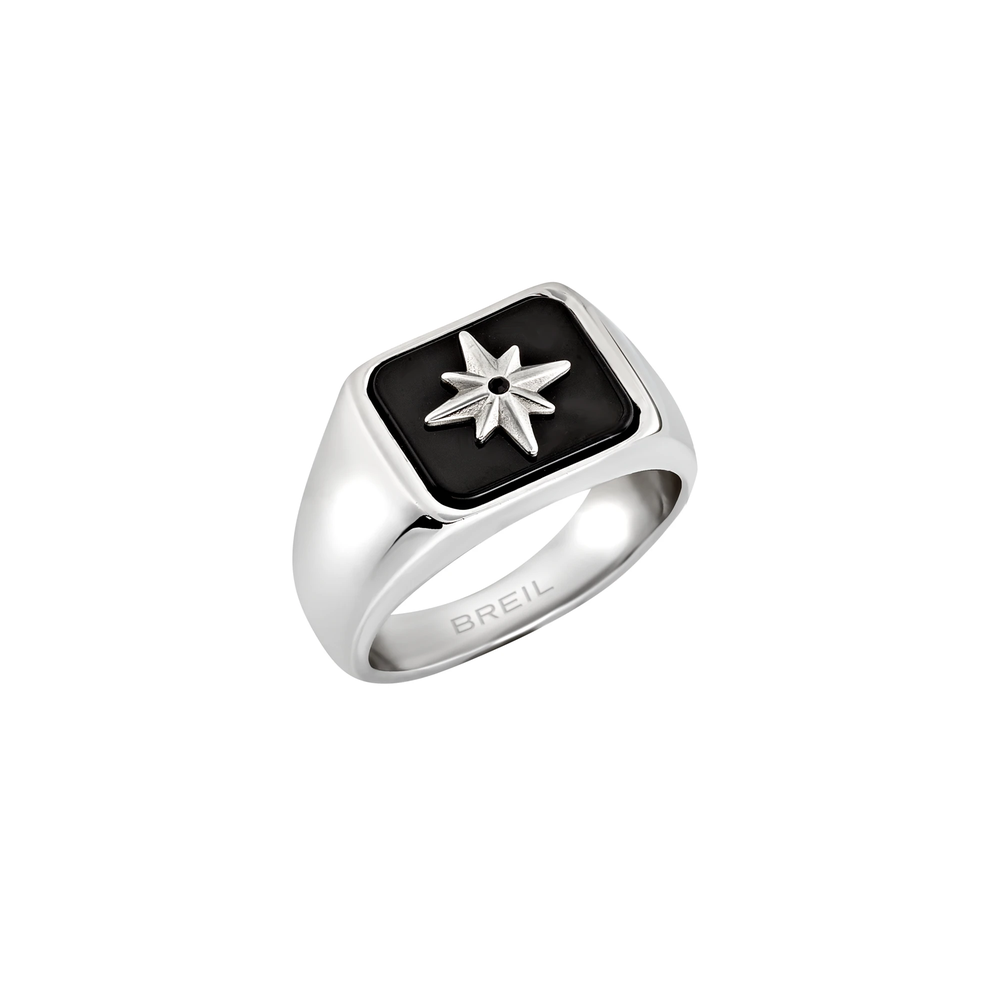 Anello da uomo Breil della collezione Infinite Star, in acciaio color argento, misura 25.