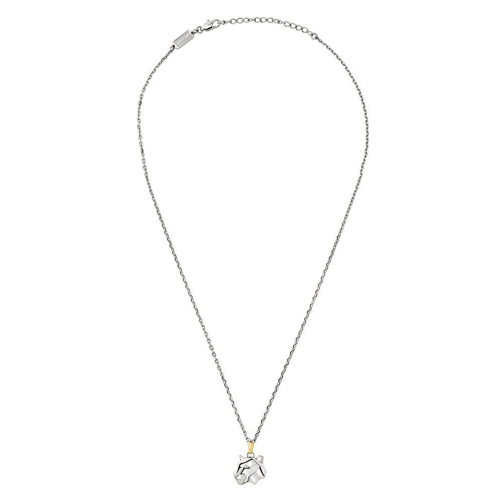 Collana uomo Good Omen in acciaio inossidabile con pendente a forma di tigre, simbolo di forza e coraggio scelto per aprire questa linea di collane a tema simbolico.