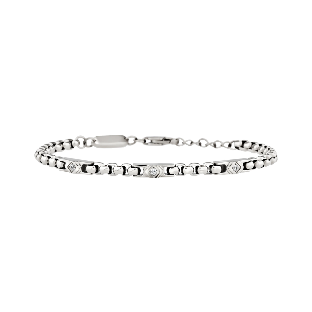 Bracciale da uomo Breil della collezione Eterna, in acciaio color argento.