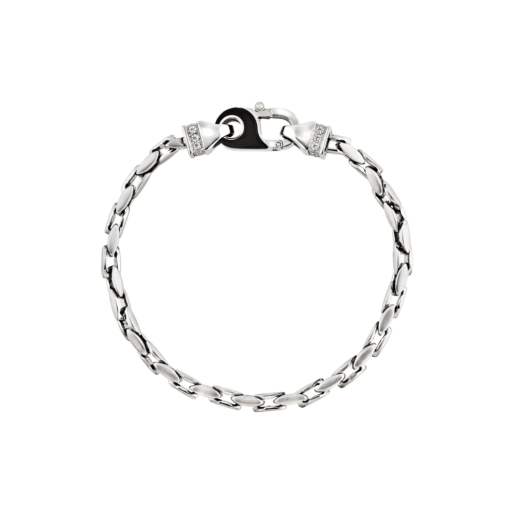 Bracciale da uomo Breil della collezione Lock Prestige, in acciaio color argento, misura S.