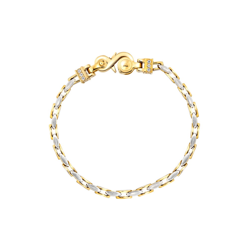 Bracciale da uomo Breil della collezione Lock Prestige, in acciaio color argento, misura M.