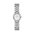 Orologio solo tempo da donna con cassa rettangolare 22 x 24 mm in acciaio lucido.