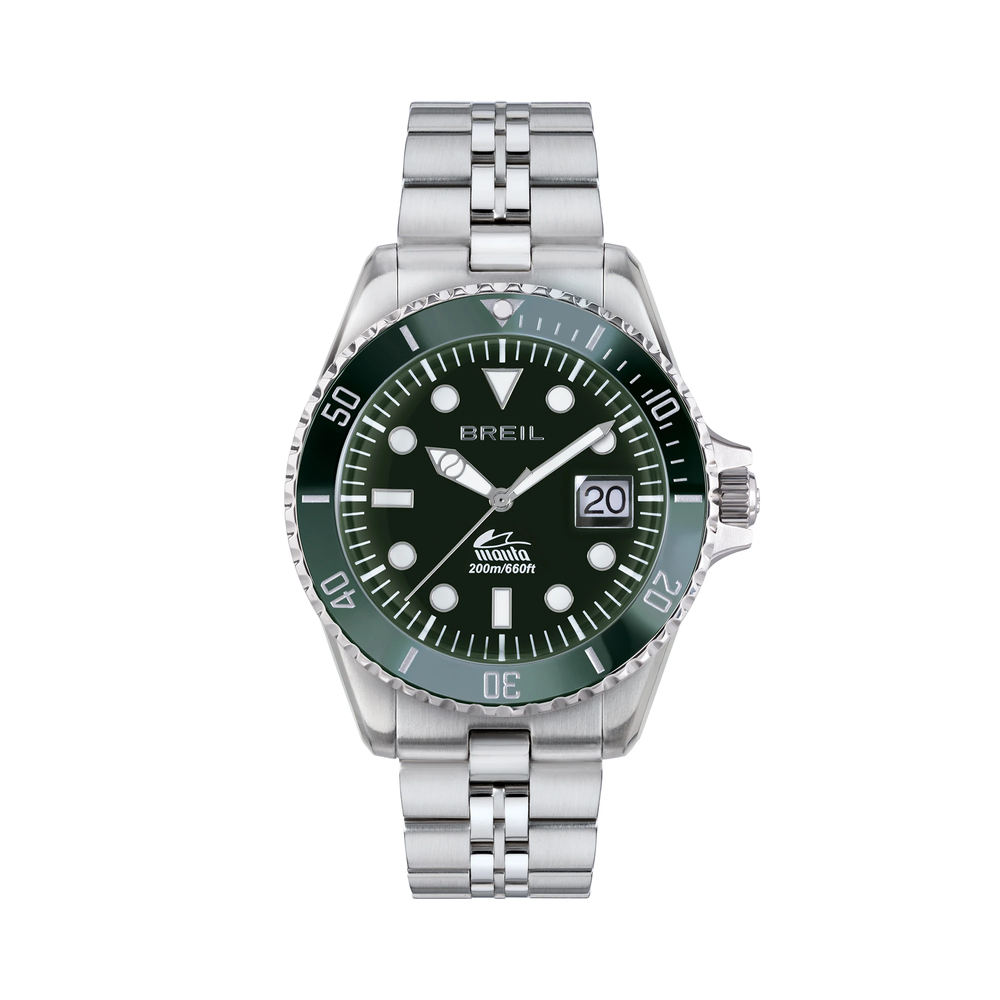 L'orologio da uomo Manta Heritage reinterpreta il design dei modelli Manta di fine anni '70, animato da un movimento al quarzo TMI VJ42 e impermeabile fino a 20 ATM (200 metri).