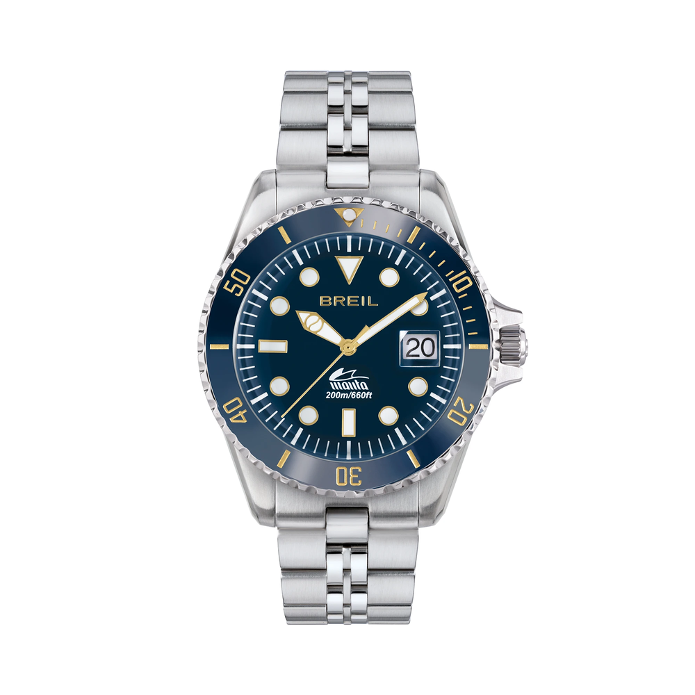 L'orologio da uomo Manta Heritage reinterpreta il design dei modelli Manta di fine anni '70, animato da un movimento al quarzo TMI VJ42 e impermeabile fino a 20 ATM (200 metri).