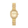 L'orologio Aurea in versione gold mantiene la stessa cassa quadrata da 23 mm della variante silver, ma con finitura PVD oro 14K su cassa e lunetta e quadrante gold effetto sunray.