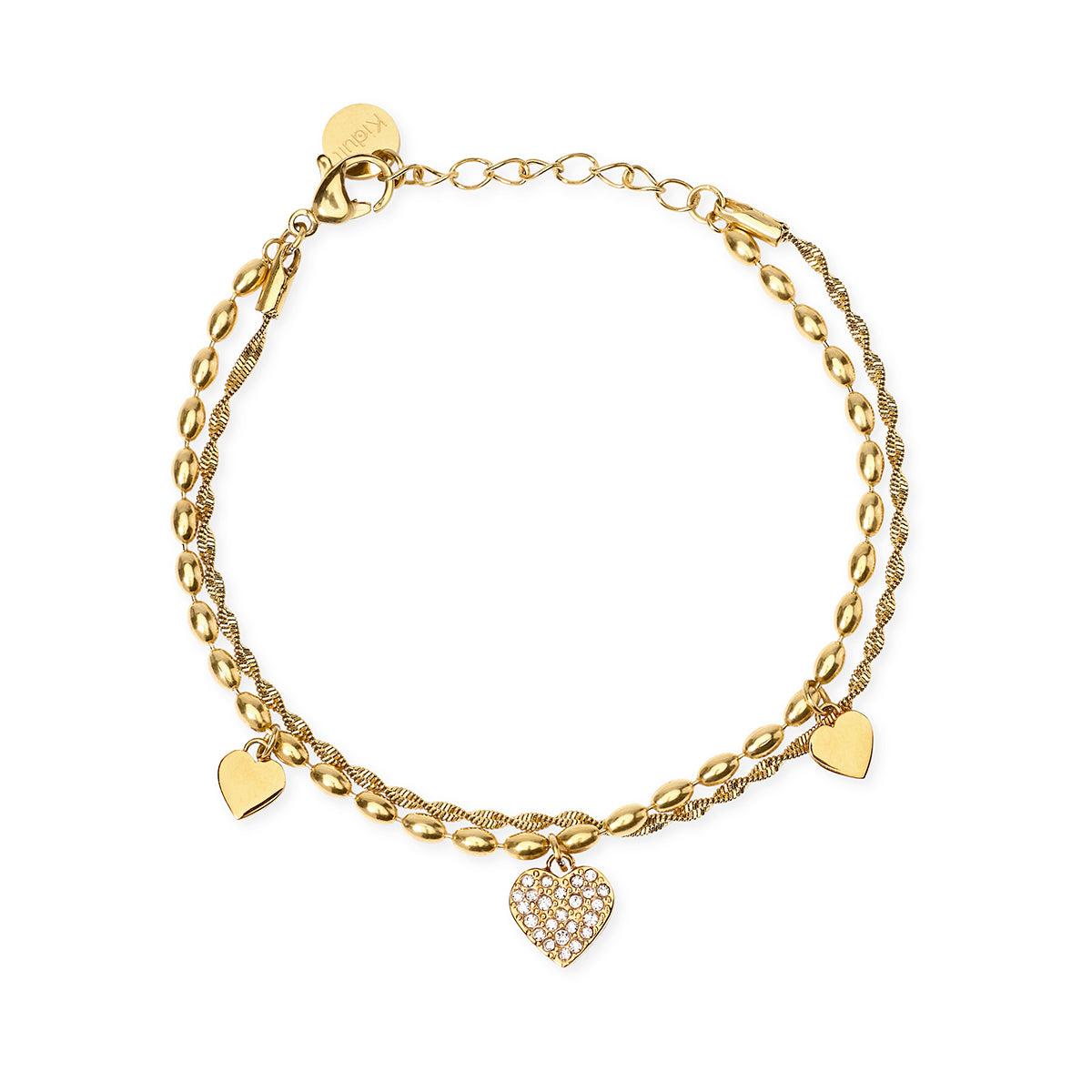 Kidult | bracciale in acciaio 316l pvd giallo cristalli | style 98 | 831295