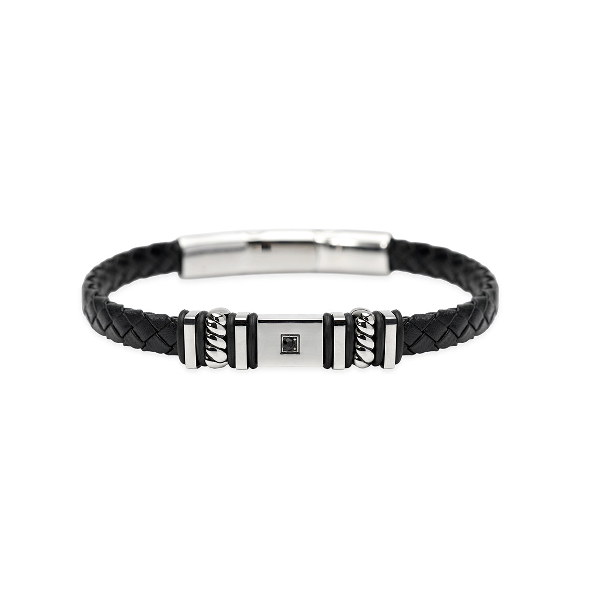 Kidult | bracciale in acciaio 316l lab leather cristalli | style 52 | 831291