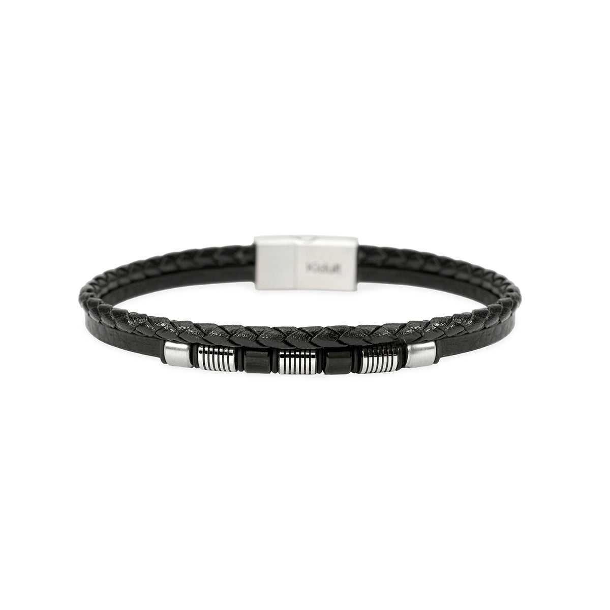 Kidult | bracciale in acciaio 316l pvd nero lab leather | style 52 | 831292