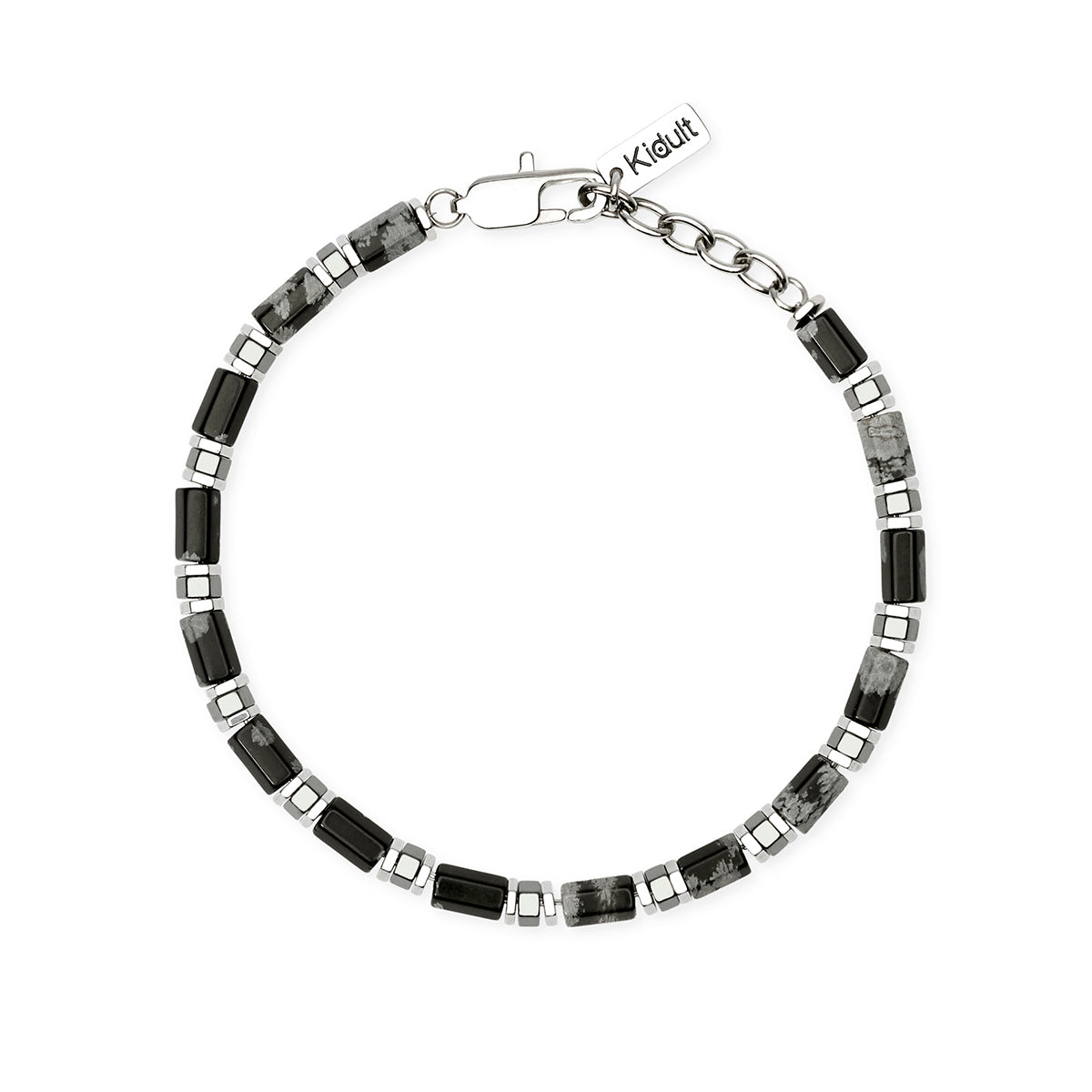 Kidult | bracciale in acciaio 316l ematite ossidiana | style 65 | 831303