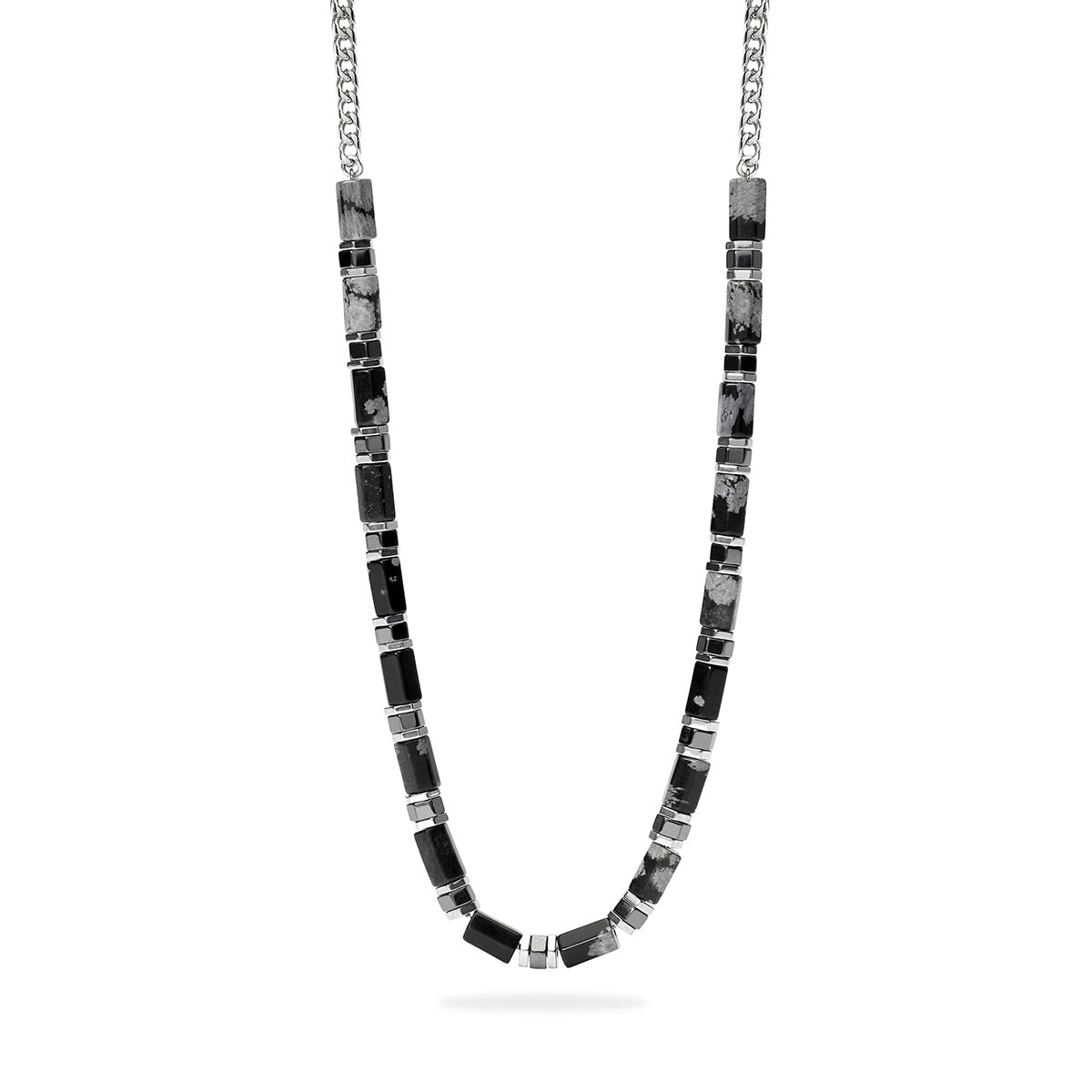 Kidult | collana in acciaio 316l agata ossidiana | style 65 | 851163