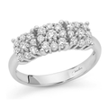 Anello trilogy Miluna in oro bianco 18 kt con diamanti naturali multipietra per 0,572 ct complessivi.