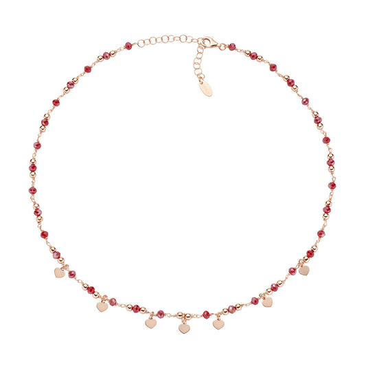 Amen | Collana Charm Elegance Rosè con Cristalli Rubino | CLMCURR